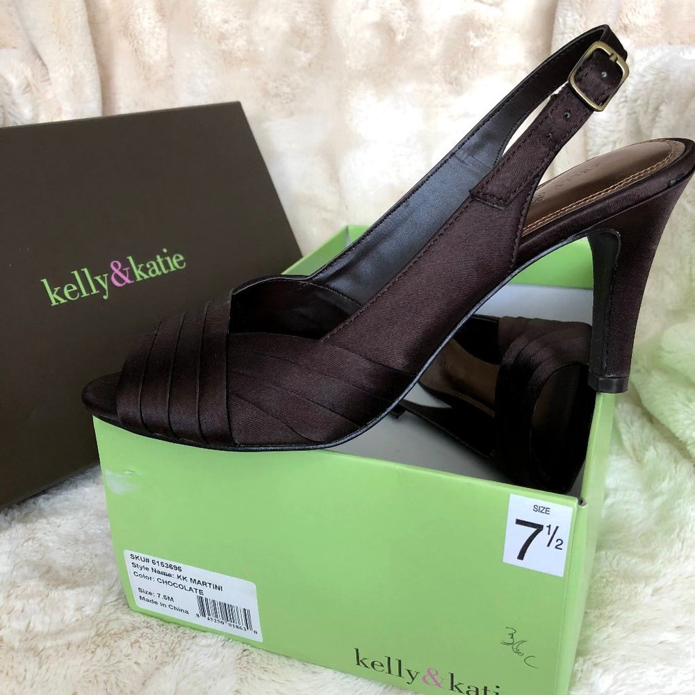 Kelly & Katie Chocoate Brown peep toe pumps
